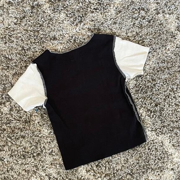 Urban Nation Crop Top Angel Short Sleeve Black White Small - Picture 3 of 6